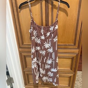 Billabong Brown and White Tropical Dress